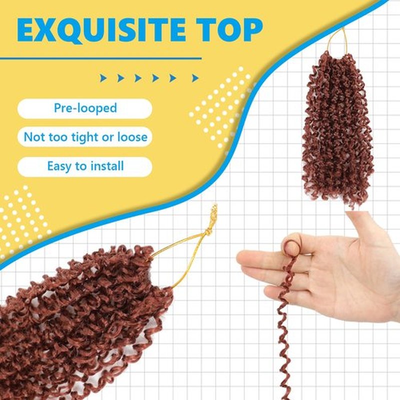 Passion Twsit Hair 8 Inch - 350# Yankee Twist Crochet Hair 10Packs Passion Twist Braiding Hair Prelooped Mini Spring Twist Crochet Hair for Black Women(8 Inch,350#)