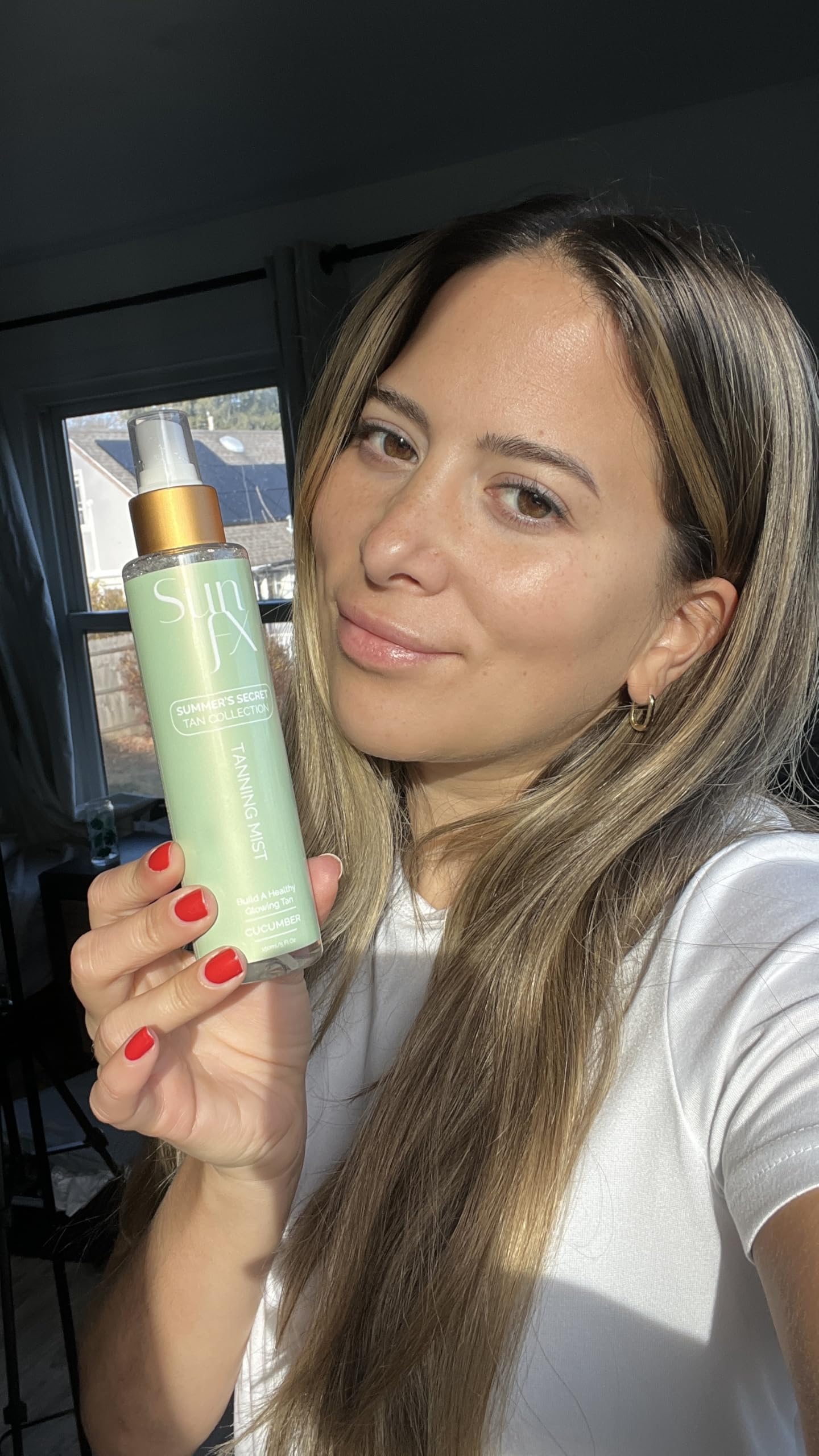 SunFX Tanning Mist for Face & Body | Ultra Hydrating | Hyaluronic Acid | Vegan | Cruelty-Free | Long Lasting Self Tanner Cucumber - 5floz