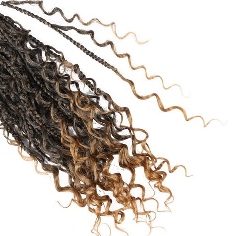 LMZIM 12 Inch Goddess Box Braids Crochet Hair Bohomian Crochet Box Braids Curly Ends 8 Pack 3X Crochet Braids Synthetic Braiding Hair Extension (12inch(pack of 8), T1B/27）