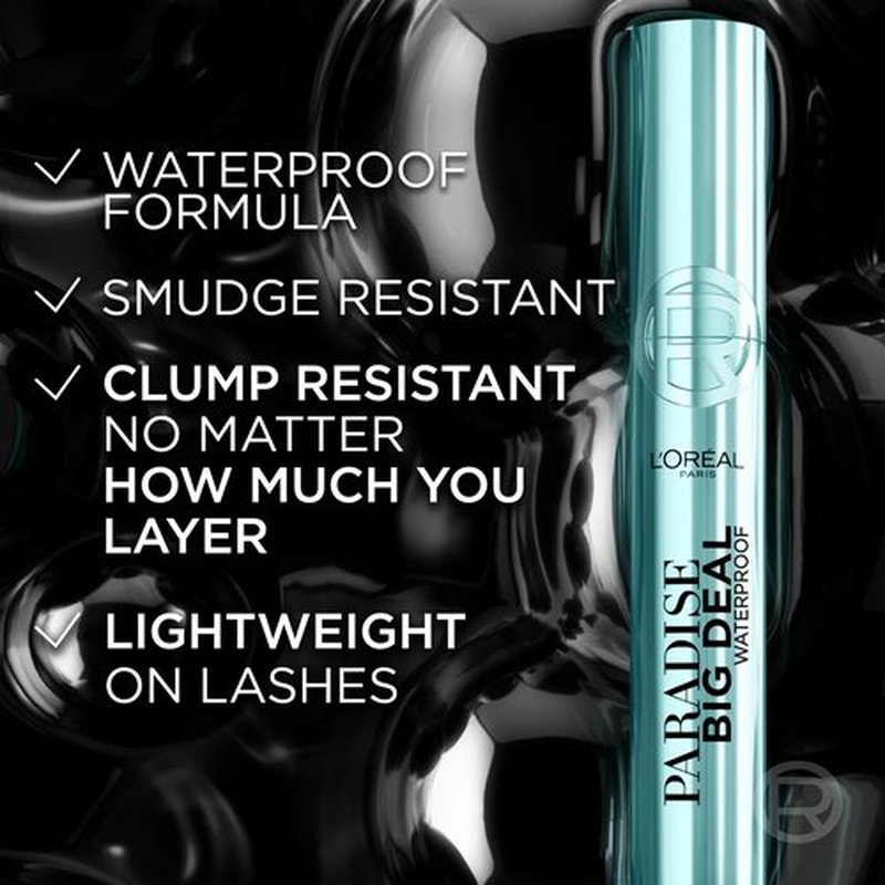 L’Oréal Paris Paradise Big Deal Waterproof Mascara, Volumizing and Lengthening Mascara, Buildable, Clump Resistant, Black Mascara, 0.33 Fl Oz