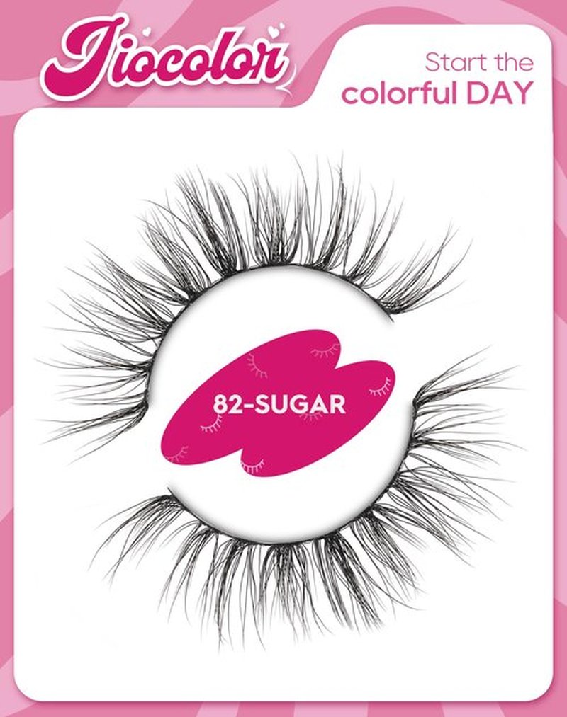 Natural Mink Lashes Wispy Lashes Fluffy Eyelashes Short Fake Lashes Volume False Lashes C Curl Eye Lashes Pack 17mm 82-SUGAR