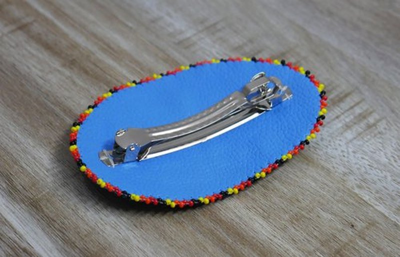 Beaded Hair Clips Native American Style Handmade Collection (Trans Blue (Geometric))