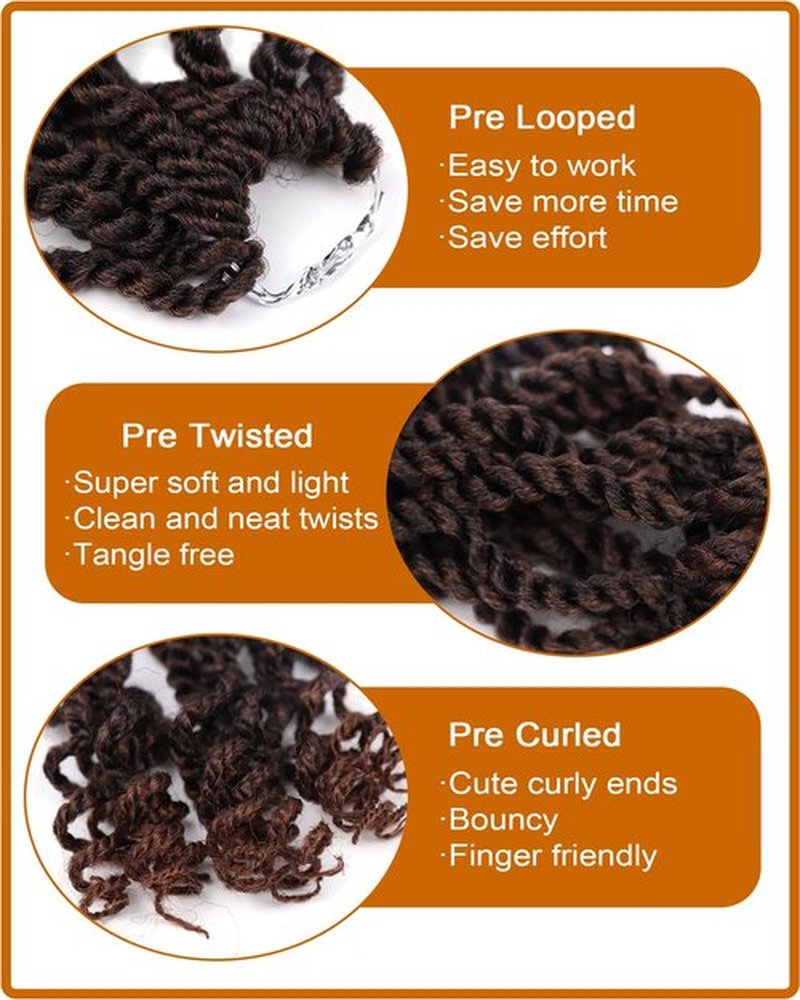 6 Inch Crchet Hair for Black Women Pre Looped Senggalese Twist Crochet Hair Short Kids Crochet Hai Rope Twist Crochet Hair with Curly Ends (6 Inch,T30)