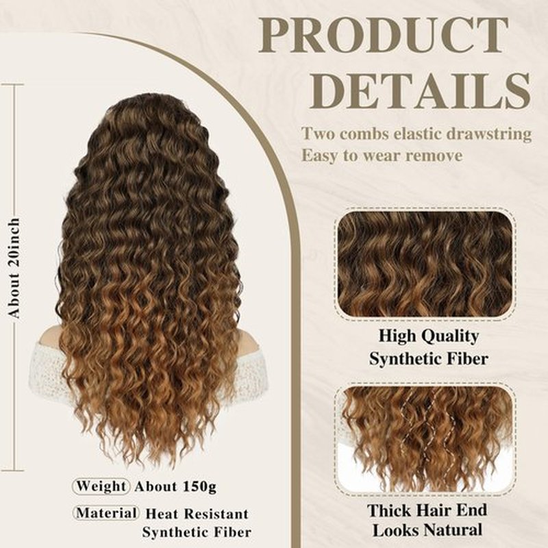 AISI BEAUTY Curly Drawstring Ponytail Extensions for Women 20 inch Long Curly Ponytail Clip in Ponytail Natural Synthetic Ponytail for Daily Use(ZZT1B/27)