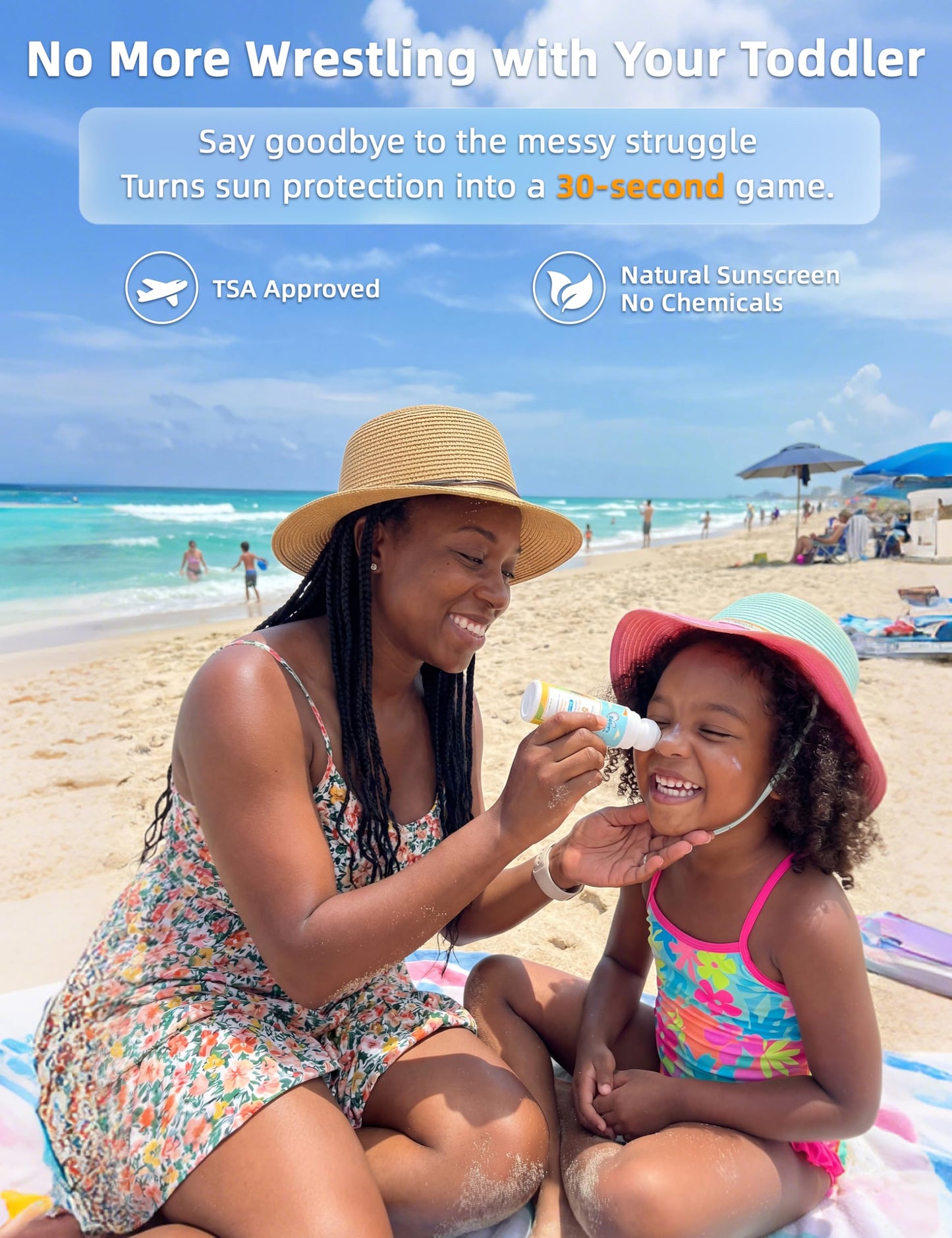 Kids Roll-On Mineral Sunscreen SPF 50 for Face & Body, Natural Sunscreen Lotion Applicator, Travel Size, Reef Safe, Summer Beach Vacation Travel Essentials, 1 Pack