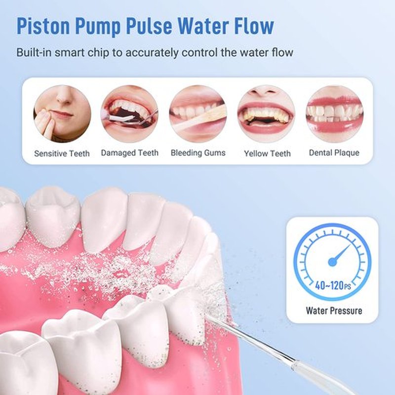 Cordless Water Flosser Teeth Cleaner Dental Oral Irrigator Picks Portable and Rechargeable 310ml Water Tank IPX7 Water Proof for Home and Travel Infiwarden (White)