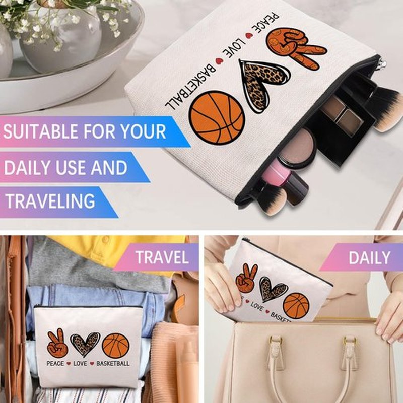 CEASQVAA Basketball Gifts for Women, Makeup Cosmetic Bag Gifts for Basketball Players Fans Friends, Basketball Team Gifts Travel Makeup Pouch