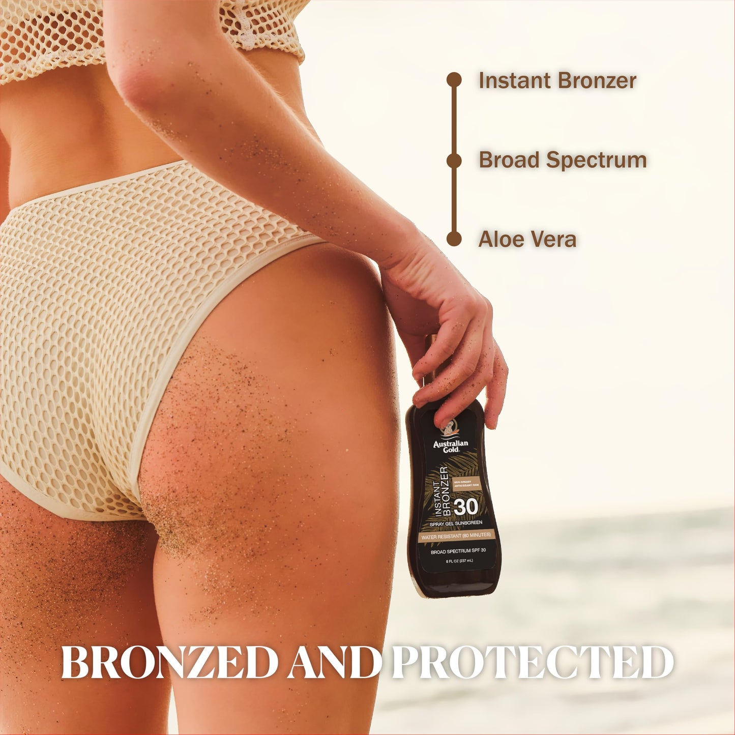 Australian Gold Spray Gel Sunscreen with Instant Bronzer SPF 30,8 Ounce | Moisturize & Hydrate Skin | Broad Spectrum-| Water Resistant-| Non-Greasy-| Oxybenzone Free-| Cruelty Free,(Pack of 6)
