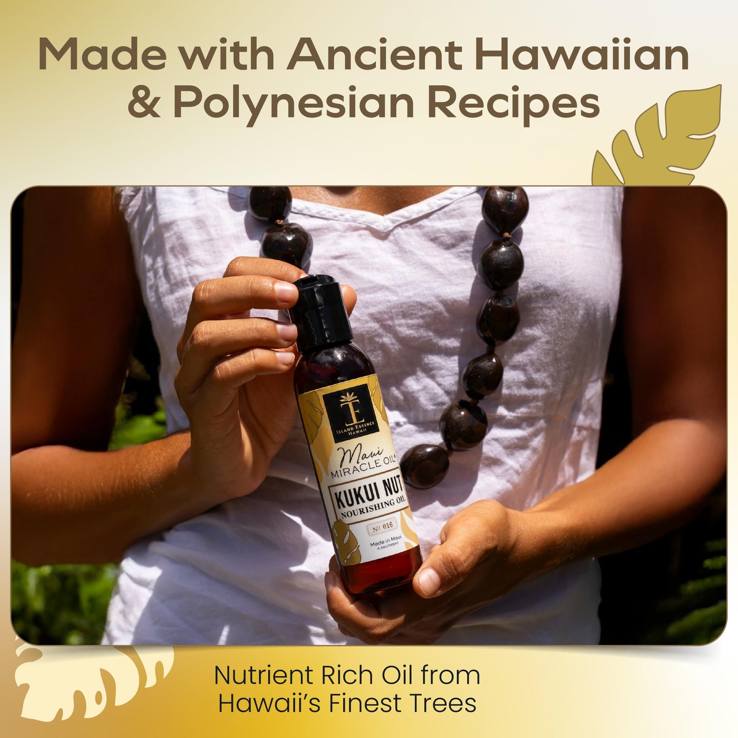 Island Essence Organic Kukui Nut Nourishing Oil – Hawaiian Blend with Kukui Nut Oil for Body & Hair – Made in Maui – 4.5 oz Bottle for Body Massage - Massage oils