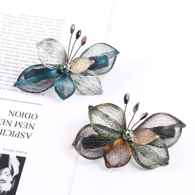 Mistofu Hair Barrettes Clips For Women - 2Pcs Copper Wire Hand-woven High-level design Barrettes Elegant Hair Accessories, Barrettes for Women Thick Hair - Gifts for Women Girls（blue）