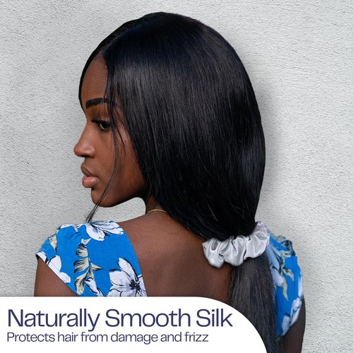 Celestial Silk Mulberry Silk Scrunchies for Hair (Black, Silver, Navy with Rhinestones)