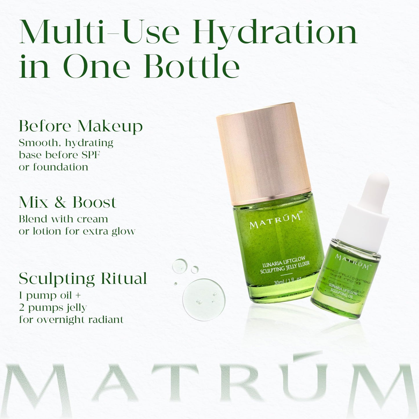 MATRÚM Organic Anti Aging Serum, 100% Nature Glow Serum for Face, Firming Antioxidant Facial Oil with Retinol, Camellia Seed + Sea Buckthorn Oil + Aloe, Safe for Sensitive Skin