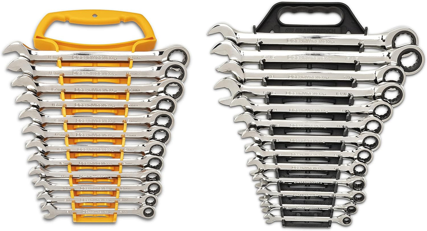 Combination Ratcheting Wrench Set - 25-Piece SAE & Metric Tool Kit for Mechanics