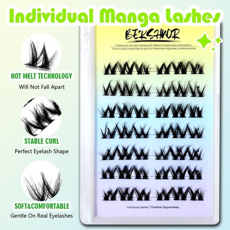 Bershnor Eyelashes Clusters Individual Dolly Lash Clusters Natural Wispy Fake Lashes
