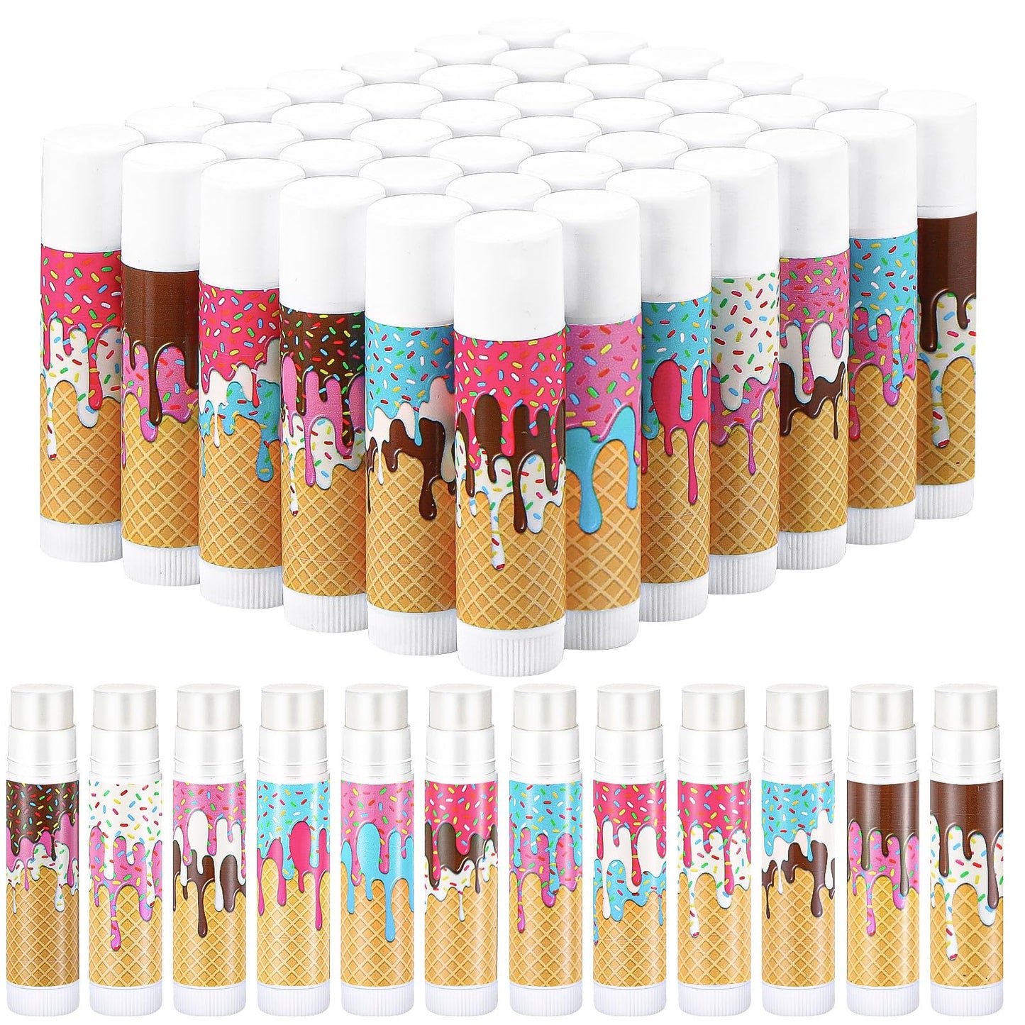 Maxcheck 48 Pcs Baseball Ice Cream Drip Lip Balm Baseball Gift Party Favors Bulk Summer Sport Party Favor for Team Gift for Dripping Sports Birthday Teen Adults Graduation, 12 Styles