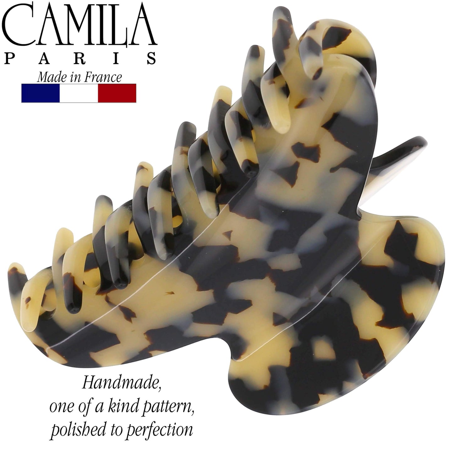 Camila Paris CP3057 French Hair Clip for Women, Ivory Tokyo, for Thick Hair for Long Curly Wavy Hair, Girls Hair Claw Clips Jaw, Styling Hair Accessories for Women, Strong Hold Grip, Made in France