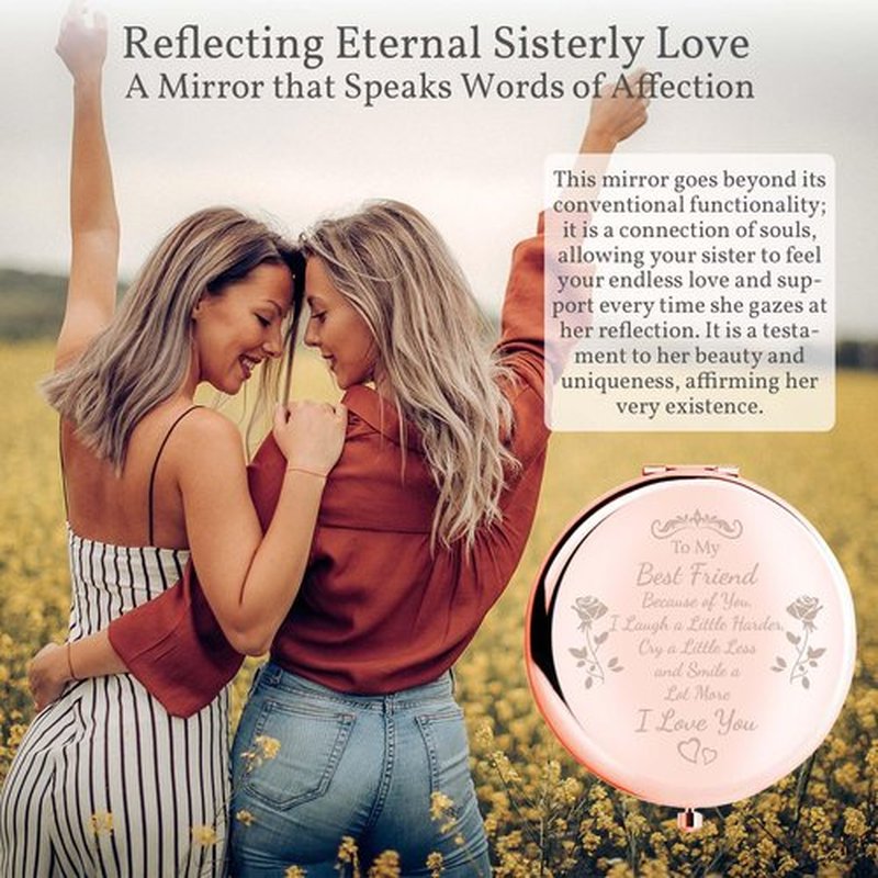 boutikpro Friend Gift Compact Mirror, to My Best Friend Gorgeous Rose Gold Compact Mirror Unique Friendship Gift for Women Girls Sisters for Women BFF