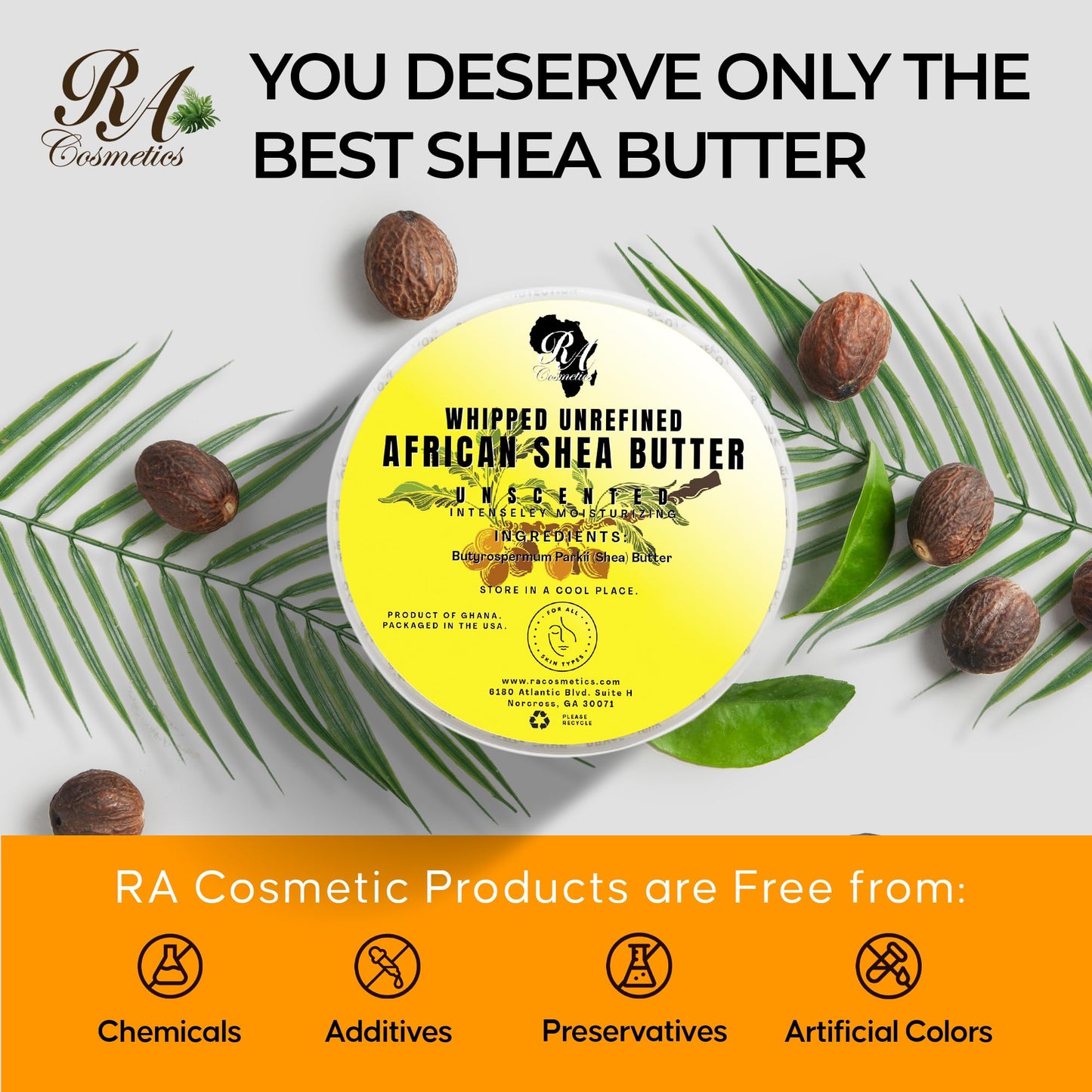 RA Cosmetics Pure Shea Butter, Unscented - 12oz | 100% Pure and Natural African Shea Butter for Men & Women - Handcrafted Moisturizer with Essential Vitamins for Radiant Skin, Thicker Hair & Soft Lips