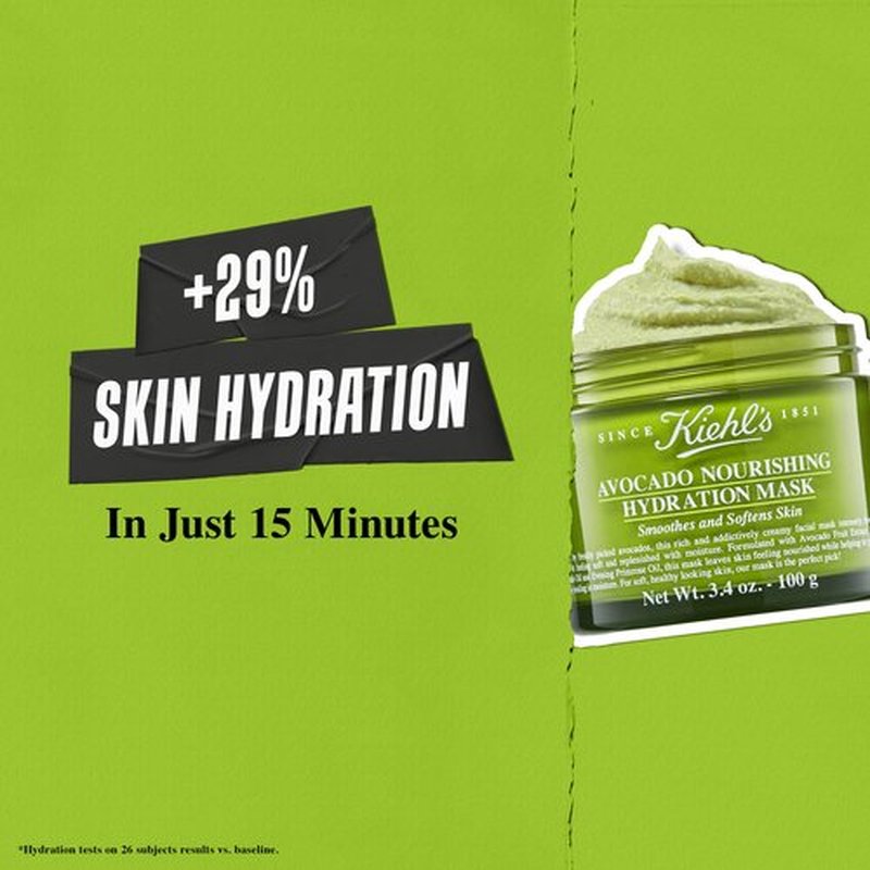 Kiehl's Avocado Nourishing Hydration Mask, Rich & Creamy Face Mask, Hydrates & Soothes Skin, with Evening Primrose Oil, Maintains Facial Elasticity, Helps Reduce Dryness, Paraben-free - 0.88 fl oz