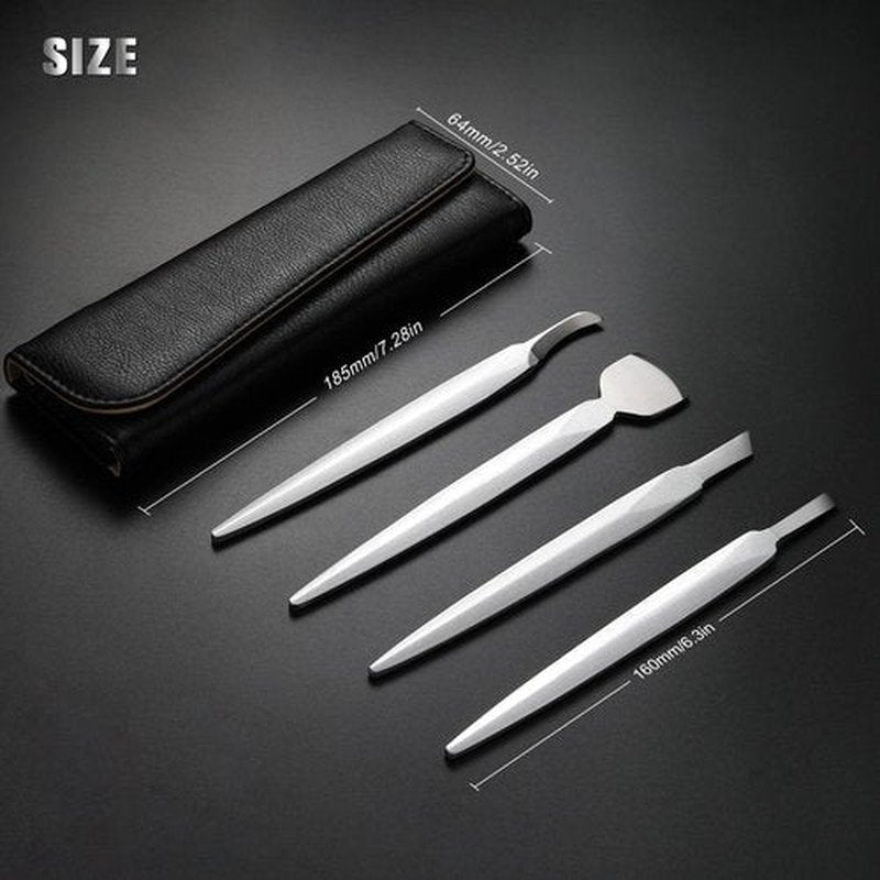 FERYES Pedicure Knife Ingrown Toenail Kit, 4 PCS Professional Pedicure Tool Kit, Top Notch Foot Blade (Leather case included)