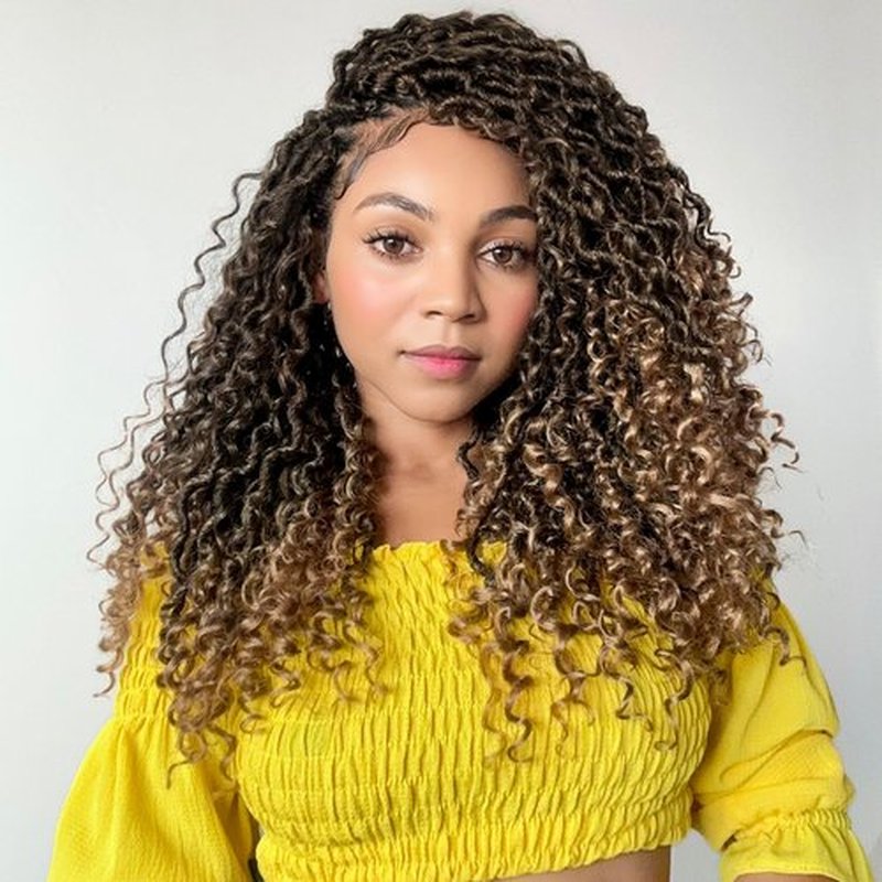 Fulcrum Goddess Locs Crochet Hair 16 Inch, 8 Packs New Faux Locs Crochet Hair for Black Women, Crochet locs with Curly Ends (16Inch (Pack of 8), T27#)