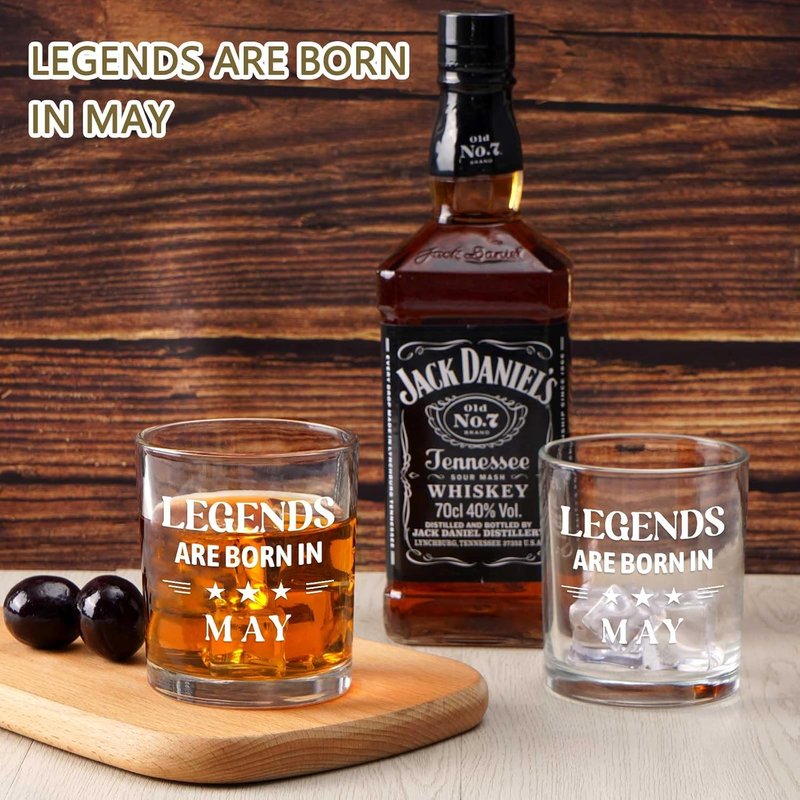 Legends Are Born In May Whiskey Glass - 10 Oz Birthday Gift for Men | Perfect for 40th, 50th, 60th Celebrations