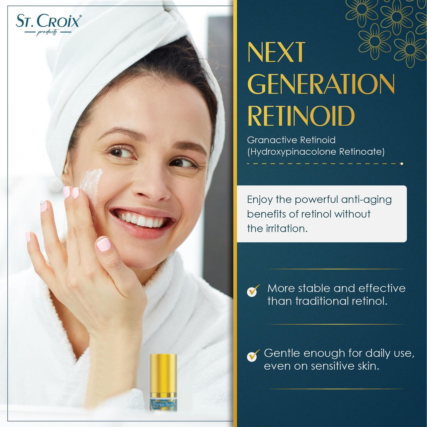 St. Croix Products Peptide Blast Retinoid Night Cream – 2% Granactive Retinoid with Peptides, Snow Mushroom & Hyaluronic Acid – Gentle Night Moisturizer for Dry or Sensitive Skin