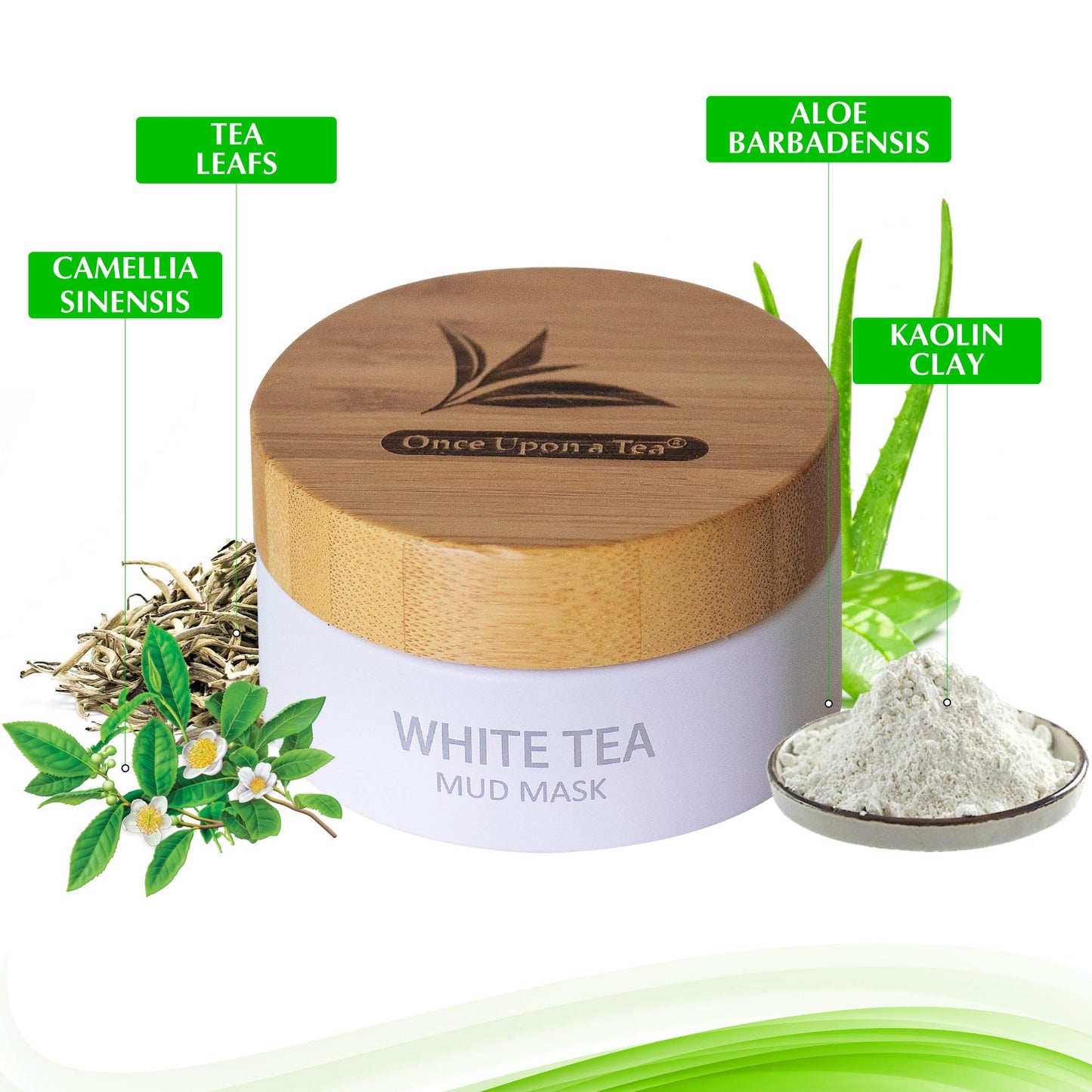 White Tea Mud Mask 100 ml | Antioxidant Facial Treatment | Smoothes Fine Lines Wrinkles, Deep Cleanse, Detoxifies, Removes Blackheads, Pore Minimizer, Younger Looking Skin