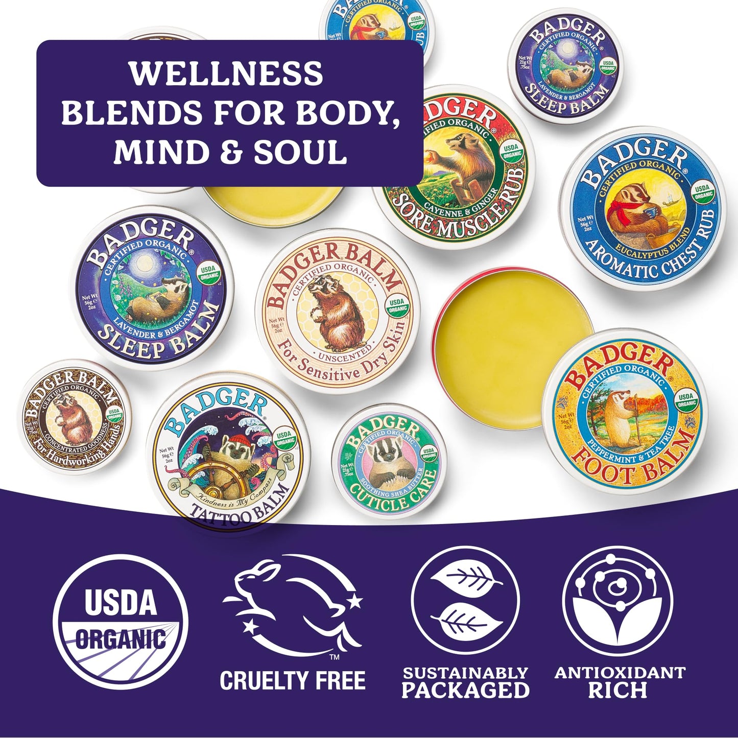 Badger Sleep Balm, Organic Essential Oil Aromatherapy Natural Sleep Balm for Adults & Kids, Relaxing & Calming Lavender & Bergamot Natural Sleep Support, .75 oz Tin, 2-Pack