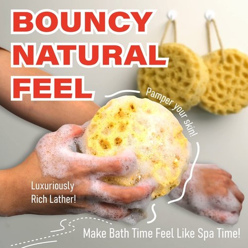 myHomeBody Bath Sponge, Foam Loofah Sponge, Body Sponge for Shower - Large Size, Lots of Lather, Round, 3 Pack