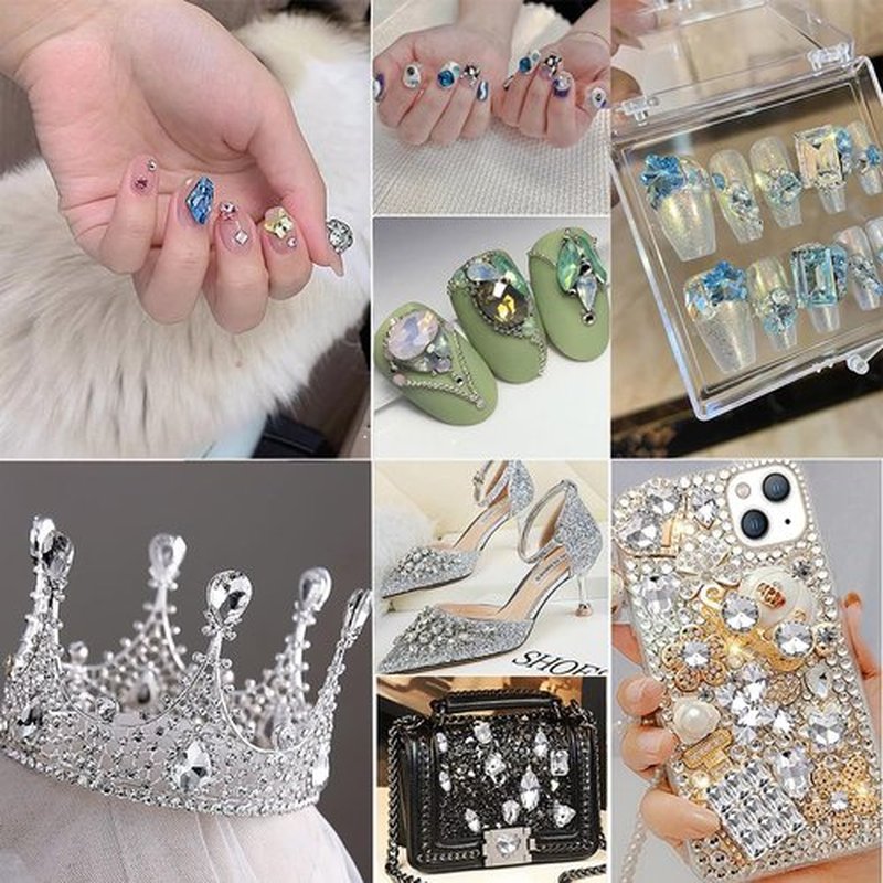 DONGZHOU 52pcs Mix Shape Crystal Nail Art Rhinestone Gems Point Back Fancy Stone Sew On Rhinestone Loose Crystal Sewing for Clothing Wedding Dress Nail Art Shoes Bags DIY Crafts
