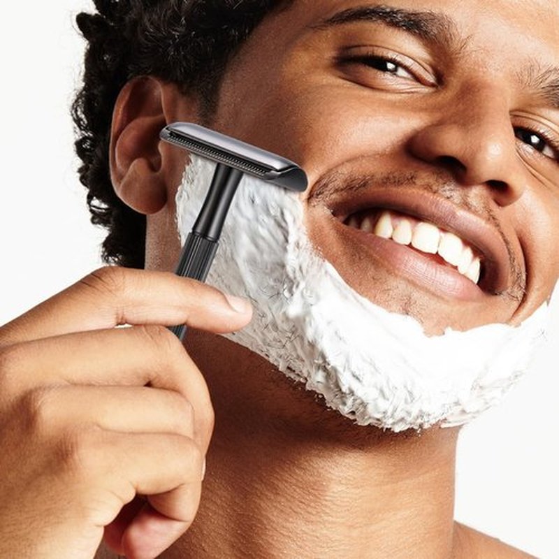 KINGHOOD Brass Safety Razor with 10 Blades,One Blade Razor Reusable Razor Eco-Friendly Razor Long Handle & Weighted Razor,Double Edge Razor Single Blade Razor for Sensitive Skin