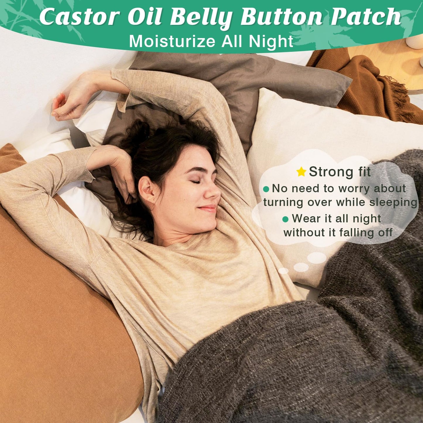 54 PCS Disposable Castor Oil Patches，Organic Cotton Castor Oil Belly Button Patches（Stars, Hearts, Circles），Portable Self-Adhesive Anti Leakage No Wash