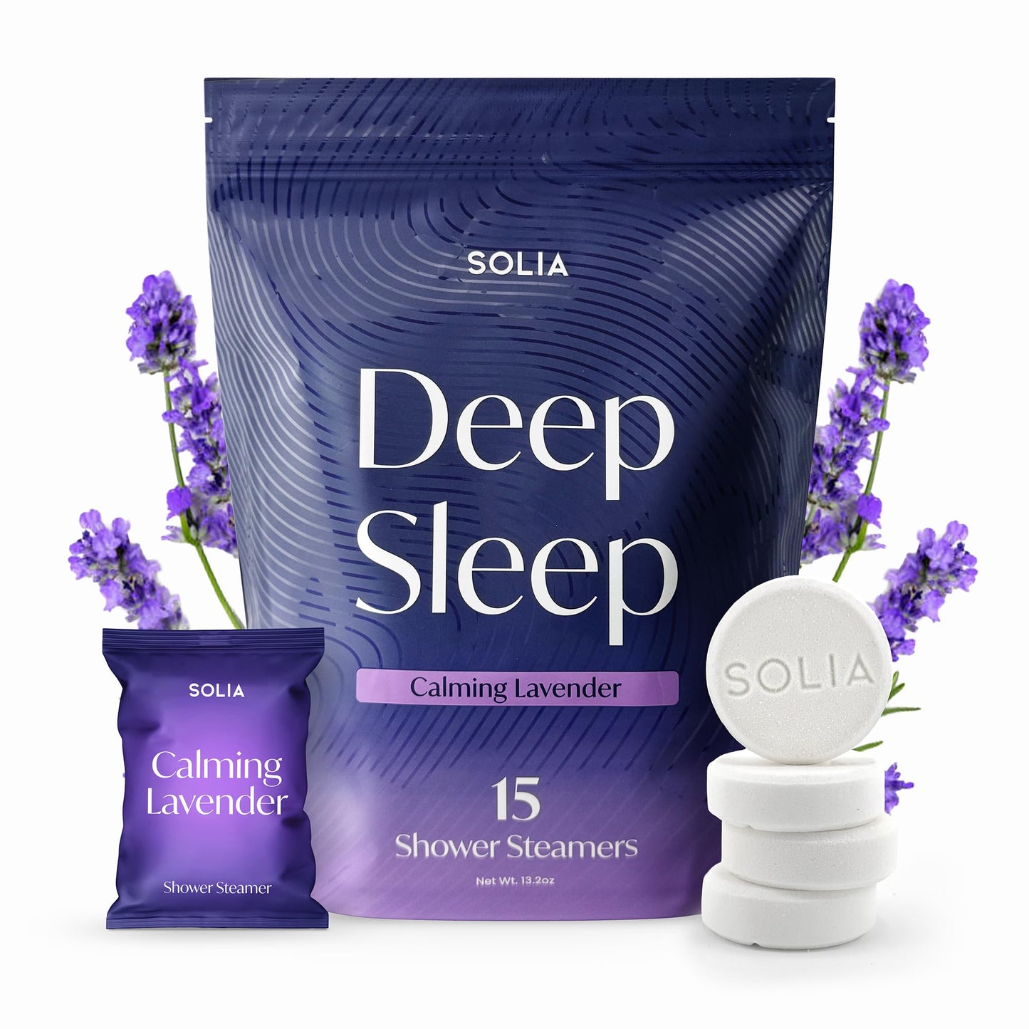 Solia Natural Lavender Shower Steamers - Patent-Pending - Real Essential Oil Lavender Tablets, Spa Steamers Aromatherapy, 15-Pack