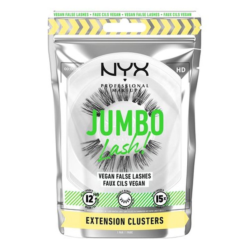 NYX PROFESSIONAL MAKEUP Jumbo Lash! Vegan False Eyelashes, Up to 12HR Wear, Reusable Fake Lashes - Extension Clusters