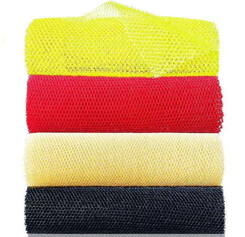 SPMKTBOZAI African Exfoliating Net, 4 Pieces African Net Sponge, Nylon African Bath Sponge Net, African Net Long Net Bath Sponge Shower Body Scrubber(Yellow, Red, Bright Yellow, Black)