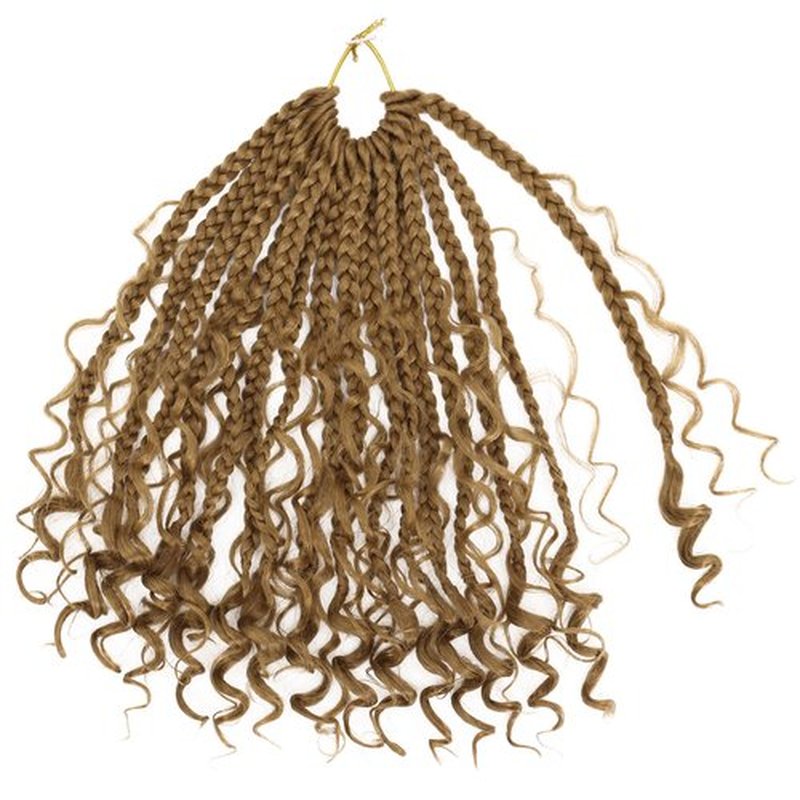 Eerya Goddess Box Braids Crochet Hair 10 Inch 8 Packs Pre-looped Bohemian Crochet Boho Box Braids With Curly Ends Synthetic Hair Extensions 3X Crochet Braids Hair for Women (10 inch, #27)