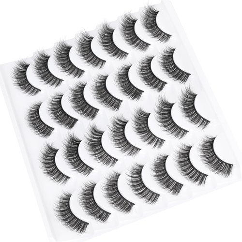 False Eyelashes Wispy Lashes Natural Fake Eyelashes Cat Eye Lashes that look like extensions Fluffy Mink Lashes Pack by TNFVLONEINS