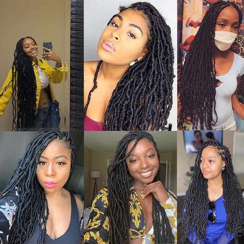 Faux Locs Crochet Hair 36 Inch 5 Packs Pre Looped Soft Locs Crochet Hair Natrual Black Color Synthetic Hair Extension for Women and Girls(36Inch, 1B)