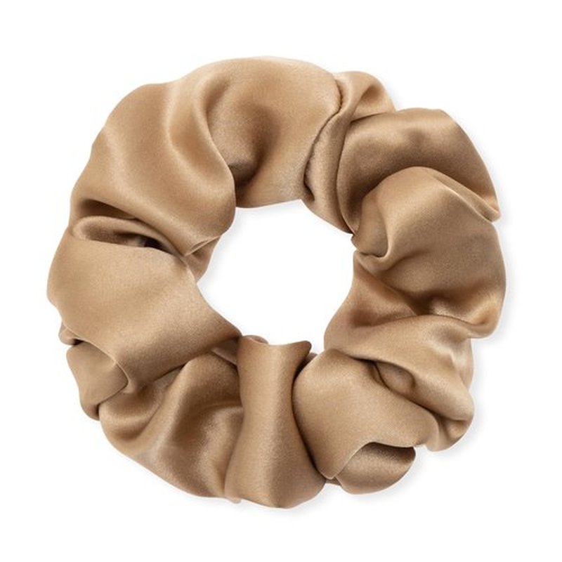 MurierSilk 100% Pure Mulberry Silk Hair Scrunchies and Ponytail Holders - Elastic Hair Ties for Women and Girls, Prevent Frizz and Breakage (Light Brown)