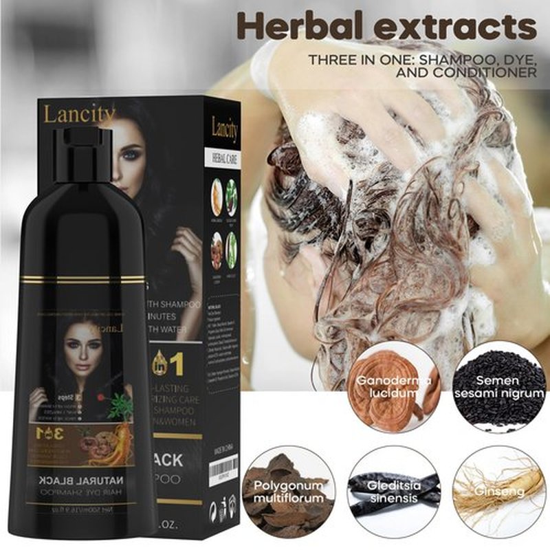 Lancity Hair Dye Shampoo for Men Herbal Ingredients