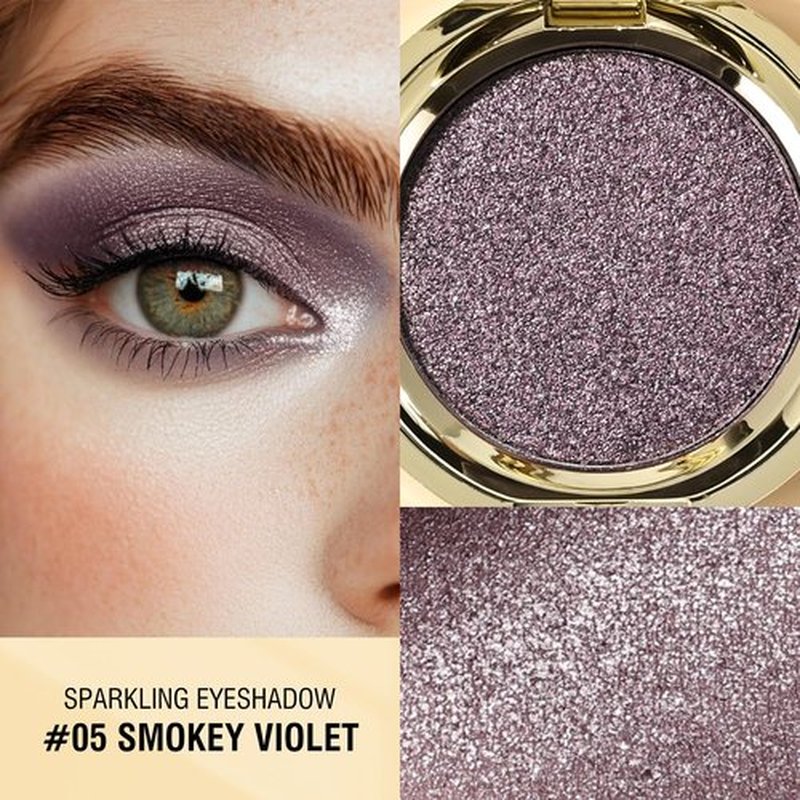 KYDA Single Glitter Eyeshadow, Sparkling Smokey Dark Purple Eyeshadow, Cool Grey Plum Shimmer Pressed Powder Eyeshadow, High Pigment Eyeshadow Compact, Lightweight Blendable Eyeshadow, Smokey Violet
