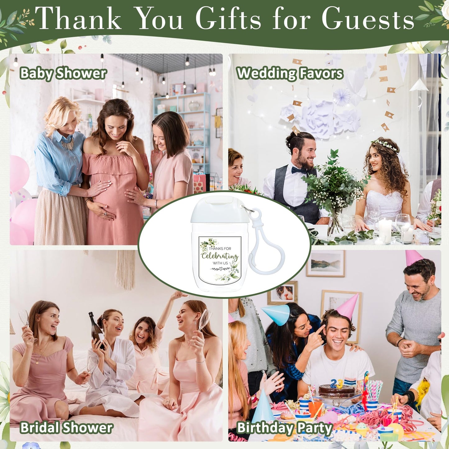 Ohmique 50Pcs Mini Hand Sanitizer Bottles Bulk with Thank You Labels (Sanitizer Not Included) - Wedding Favors - Personalized Wedding Favors for Guests