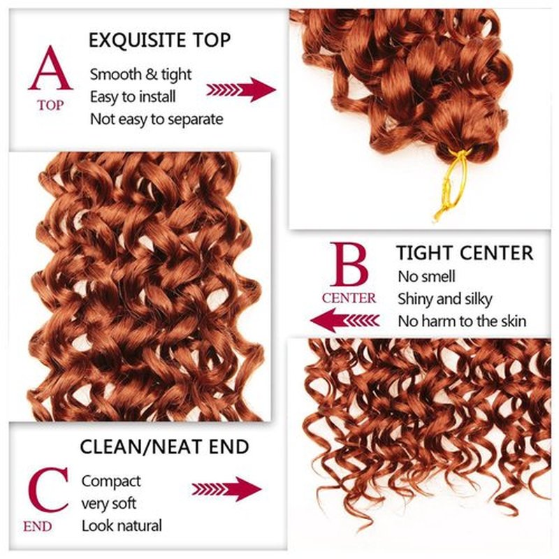 GoGo Curl Crochet hair 24inch Water Wave Crochet hair Ombre Synthetic Bohemian Crochet Braid Deep Wave Braiding hair Extensions (350, 24inch)