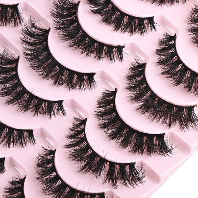 FARRED Wispy Mink Lashes Fluffy False Eyelashes 14 Pairs Fake Eyelashes Natural Look Short Natural Lashes Cat Eye Lash Wispy Volume Eyelash Faux Mink Strip Lashes Pack for Daily Makeup (F19 | 6-13 mm)
