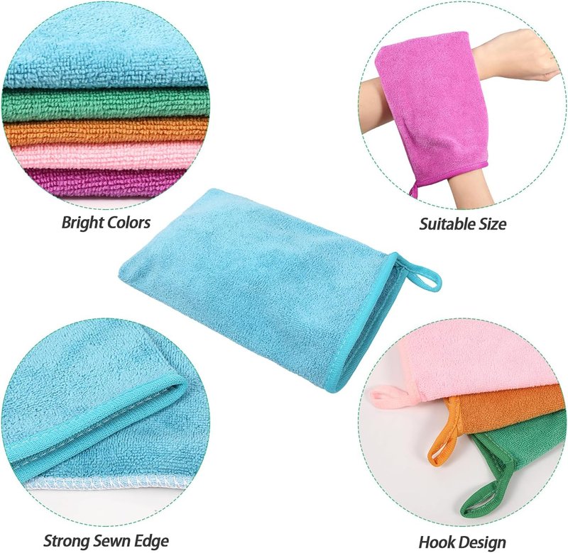 PHOGARY Microfiber Face Cloths - 5 Pack Fast Drying & Super Absorbent | 6"x8" Lightweight Travel Wash Mitts