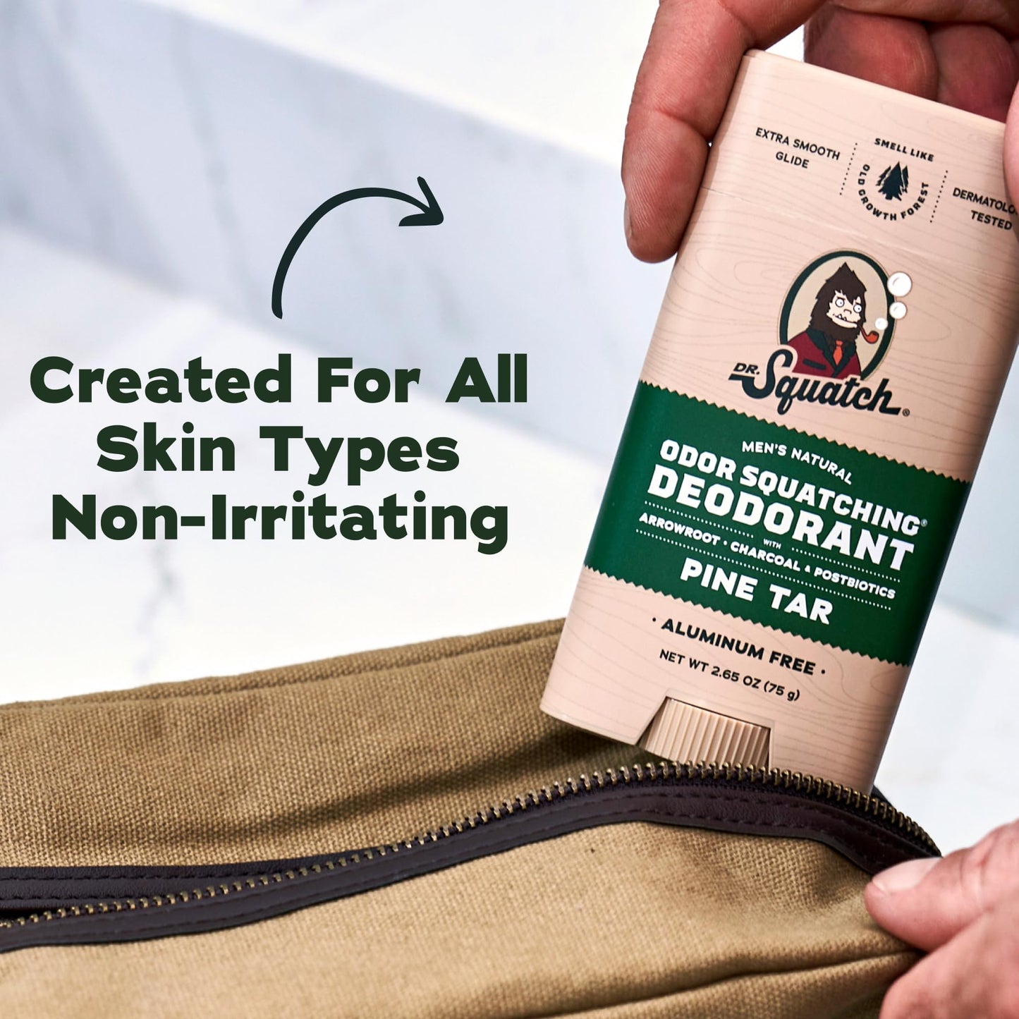 Dr. Squatch Natural Men’s Deodorant – Aluminum Free Natural Deodorant Men with Charcoal & Postbiotics for 72-Hour Odor Protection – Pine Tar, 2.65oz Stick