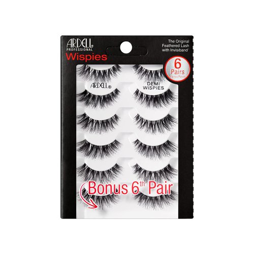 Ardell Demi Wispies - Black, The Original Feathered Lash with Invisiband, 6 pairs, 1-pack