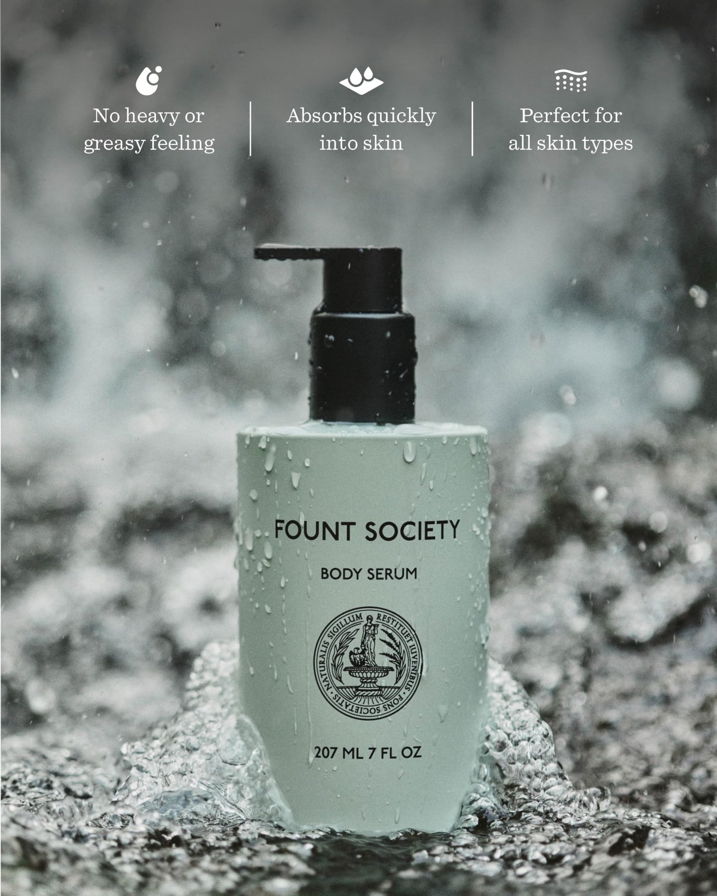 Fount Society Body Serum - 7 fl oz Hyaluronic Acid Body Serum for Moisturized Skin - Lightweight, Fast Absorbing, Non-Greasy Formula - Vegan & Cruelty-Free - No Parabens or Synthetic Fragrances