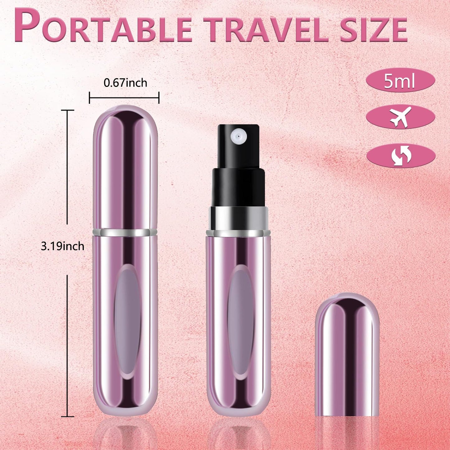 opasyo Refillable Perfume Portable Atomizer Bottle Refillable Perfume Spray, Leak-Proof Perfume Spray Bottle, Travel Perfume for Traveling and Outgoing (5ml, 4 Pack Silver/Pink/Blue/Black)
